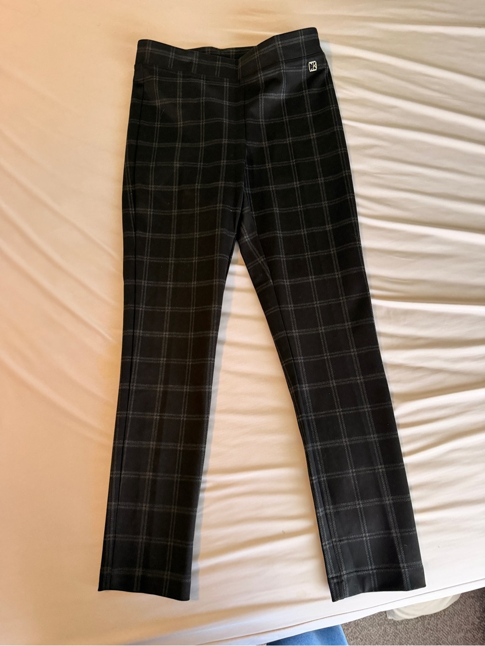 Calvin Klein Black Plaid Stretch Pants